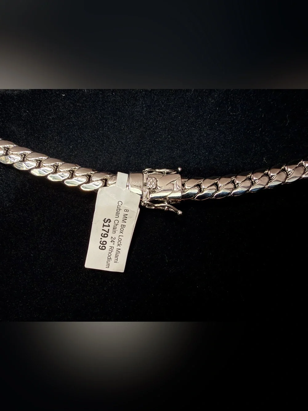 Miami Cuban Italy 925 Stamped Silver filled w/box lock 24in 8MM. Stand out!
